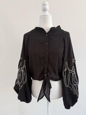 CIEBON boho long sleeved shirt, embroidery detail
